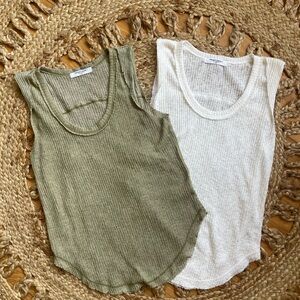 2 PROJECT SOCIAL T textured scoop neck tanks
